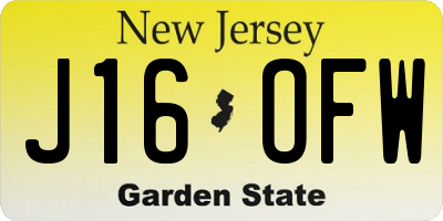 NJ license plate J16OFW