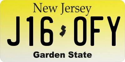 NJ license plate J16OFY
