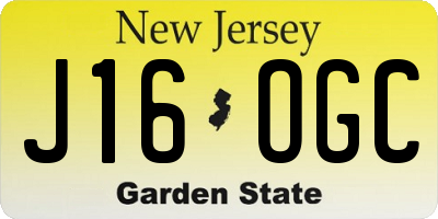NJ license plate J16OGC