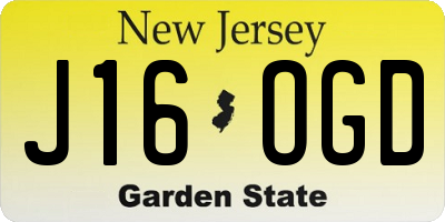 NJ license plate J16OGD