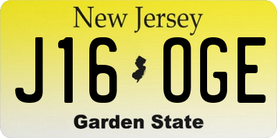 NJ license plate J16OGE