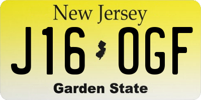 NJ license plate J16OGF