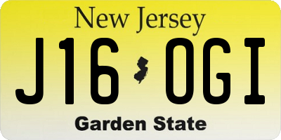 NJ license plate J16OGI