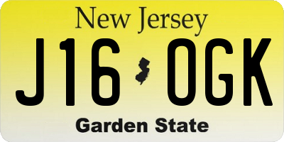NJ license plate J16OGK