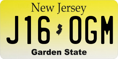 NJ license plate J16OGM