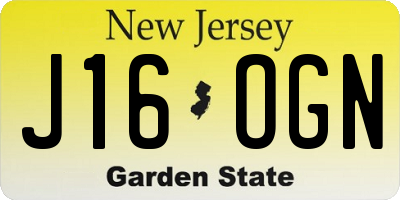 NJ license plate J16OGN