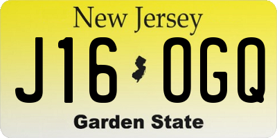 NJ license plate J16OGQ