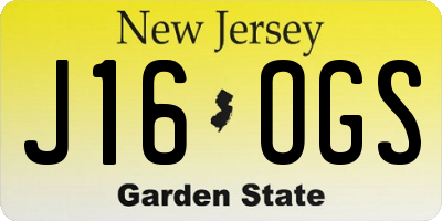 NJ license plate J16OGS