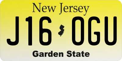 NJ license plate J16OGU