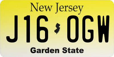 NJ license plate J16OGW