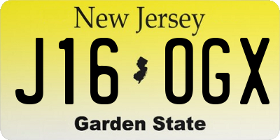 NJ license plate J16OGX