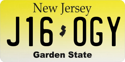 NJ license plate J16OGY