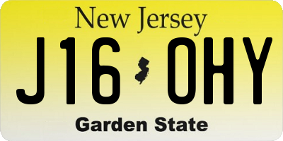 NJ license plate J16OHY