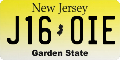 NJ license plate J16OIE