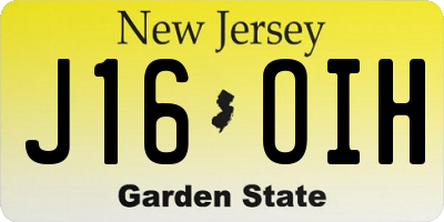 NJ license plate J16OIH