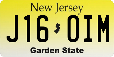NJ license plate J16OIM