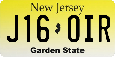 NJ license plate J16OIR