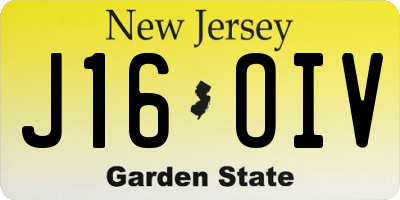 NJ license plate J16OIV