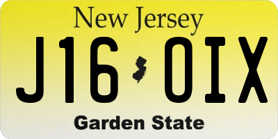 NJ license plate J16OIX
