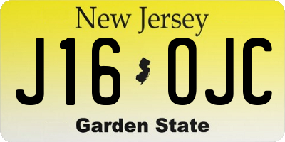 NJ license plate J16OJC