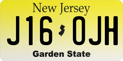 NJ license plate J16OJH