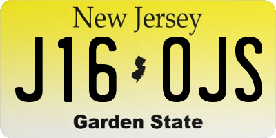 NJ license plate J16OJS