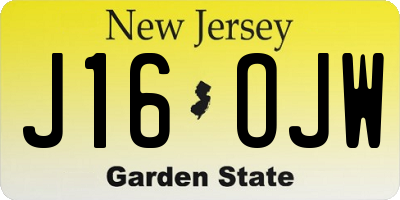 NJ license plate J16OJW