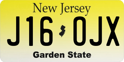 NJ license plate J16OJX