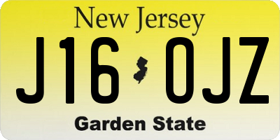 NJ license plate J16OJZ