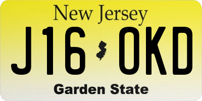 NJ license plate J16OKD