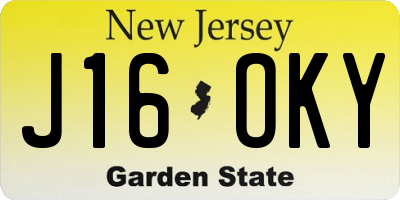 NJ license plate J16OKY