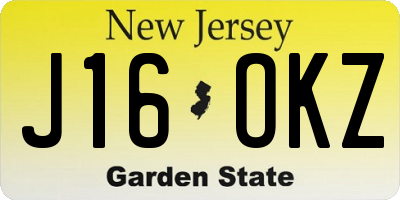 NJ license plate J16OKZ