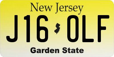NJ license plate J16OLF