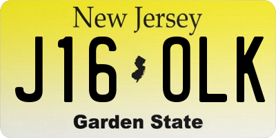 NJ license plate J16OLK