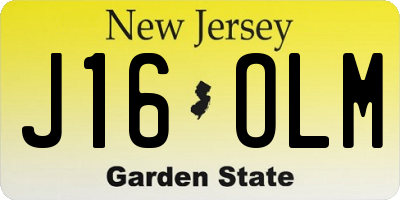 NJ license plate J16OLM