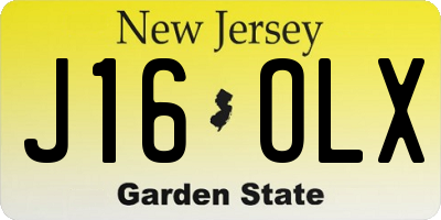 NJ license plate J16OLX