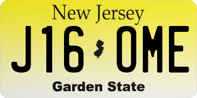 NJ license plate J16OME