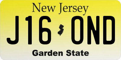 NJ license plate J16OND