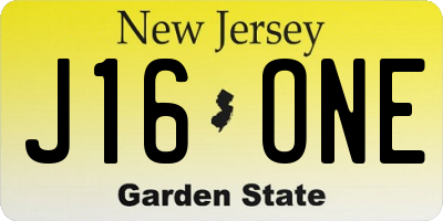 NJ license plate J16ONE
