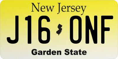 NJ license plate J16ONF