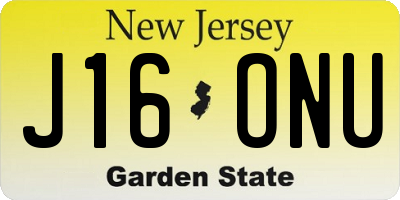 NJ license plate J16ONU