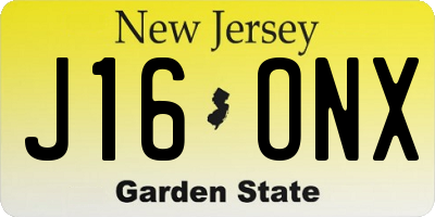 NJ license plate J16ONX