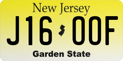 NJ license plate J16OOF