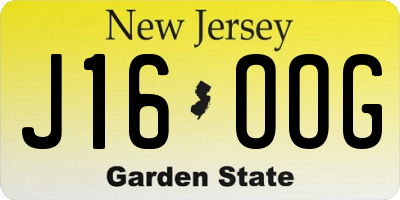 NJ license plate J16OOG