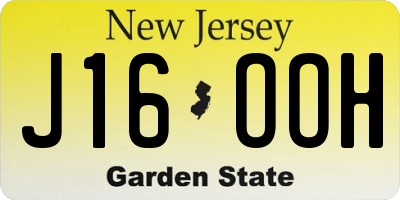 NJ license plate J16OOH