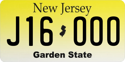 NJ license plate J16OOO