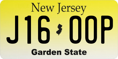 NJ license plate J16OOP