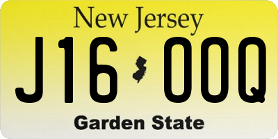 NJ license plate J16OOQ