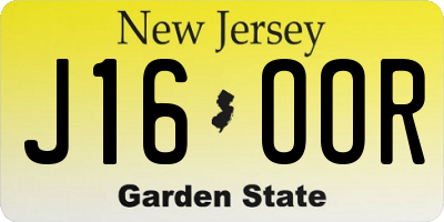 NJ license plate J16OOR
