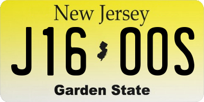 NJ license plate J16OOS